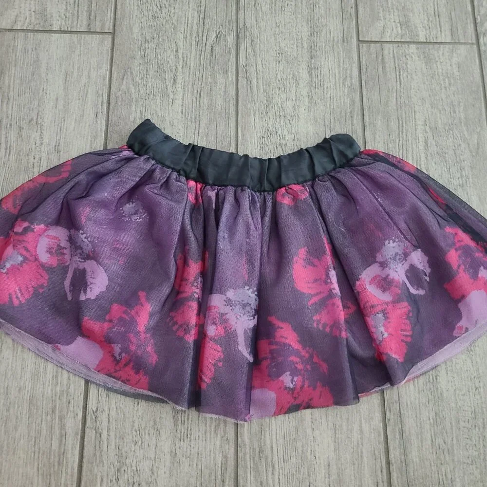 Gymboree Girls Purple Floral Tulle Skirt - Size 5